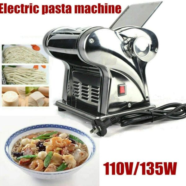 Electric Pasta Maker Pasta Noodle Maker Spaghetti Press Machine Kitchen Desktop Stainless Steel with Four Face Cutter Heads (Electric)
